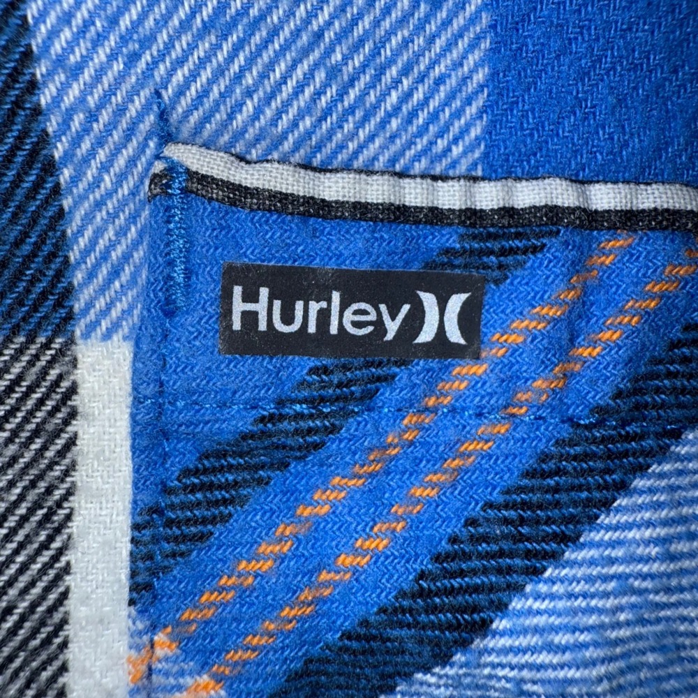 Hurley Boys Size 6 Blue Plaid Flannel Long Sleeve Button Down Shirt - Picture 10 of 10